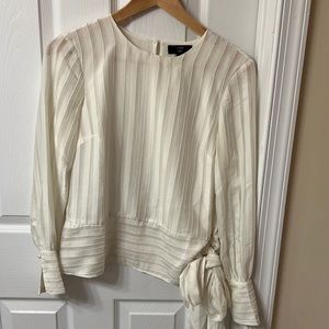 J Crew 365 Striped Sheer Belted Shirt. Size 2